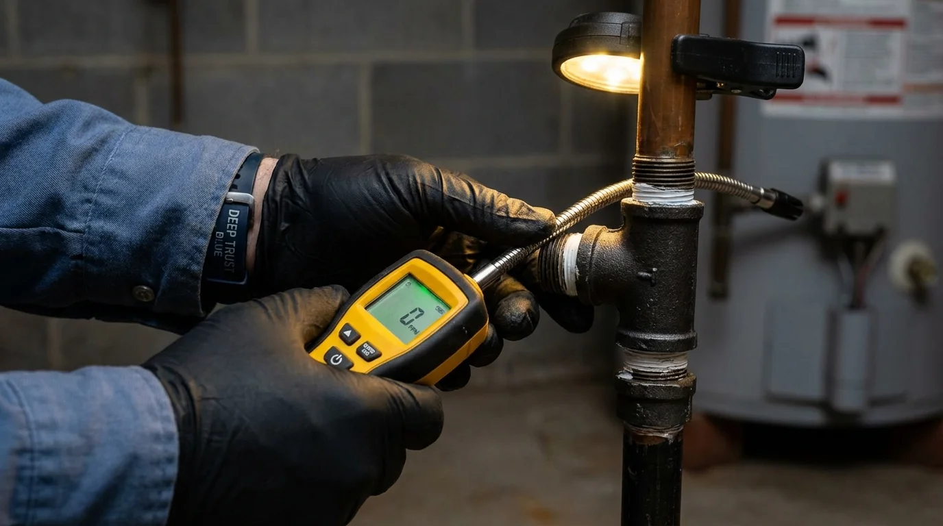 Gas leak detection with electronic sniffer by Johns Plumbing LLC in Boulder