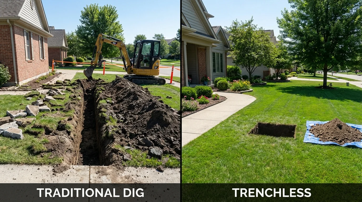Trenchless sewer repair with minimal yard damage versus traditional excavation in Boulder, MT